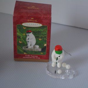 2000 Hallmark Keepsake Ornament Golfer Supreme Polar Bear Playing Golf Christmas